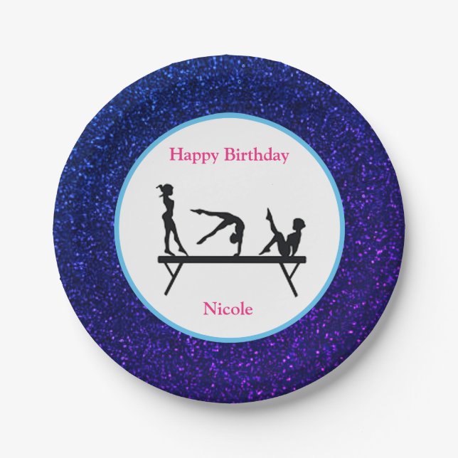Assiettes En Carton Gymnastique "Joyeux anniversaire" Royal Sparkle (Devant)