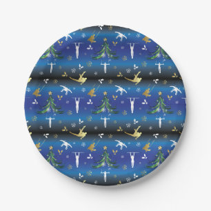 Assiettes En Carton Gymnastique masculine Snowflake sapin de Noël