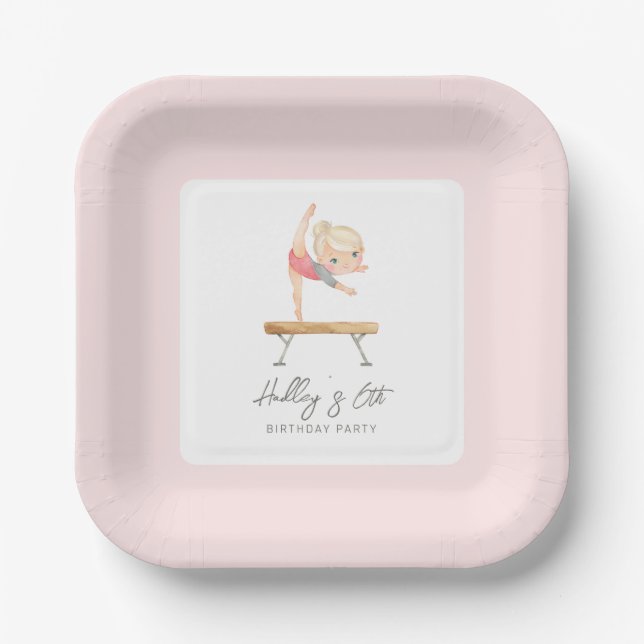 Assiettes En Carton Gymnastique Plaques de fête d'anniversaire (Recto)