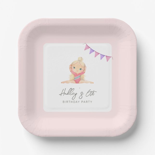 Assiettes En Carton Gymnastique Plaques de fête d'anniversaire (Recto)
