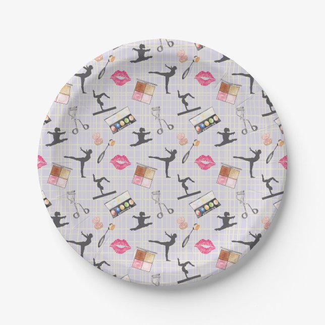 Assiettes En Carton Gymnastique pour filles - Maquillage pour filles (Devant)
