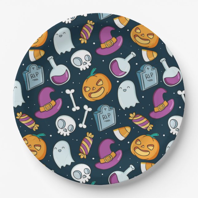 Assiettes En Carton Halloween (Devant)