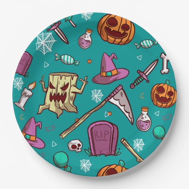 Assiettes En Carton Halloween (Devant)