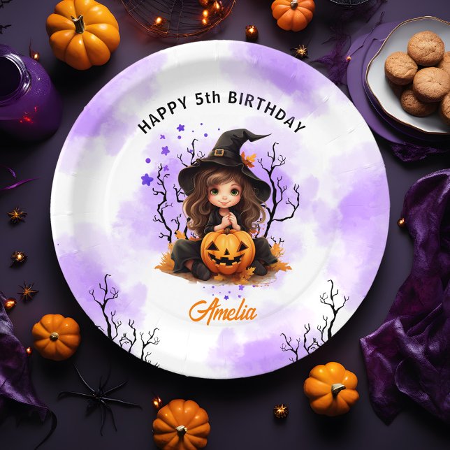Assiettes En Carton Halloween Anniversaire Cute Little Witch Plaques e (Halloween Birthday Cute Little Witch Paper Plates)