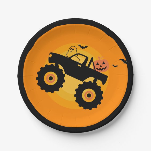 Assiettes En Carton Halloween anniversaire Monster camion Fantôme Citr (Devant)