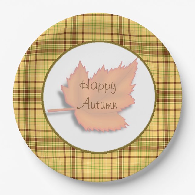 Assiettes En Carton Halloween Automne Feuilles de papier de la fête Pl (Devant)