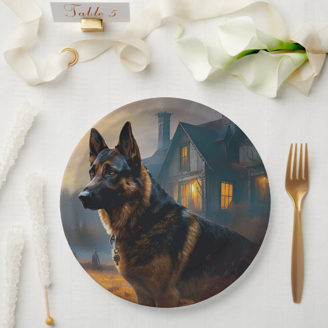 Assiettes En Carton Halloween berger allemand effroi (Mariage)