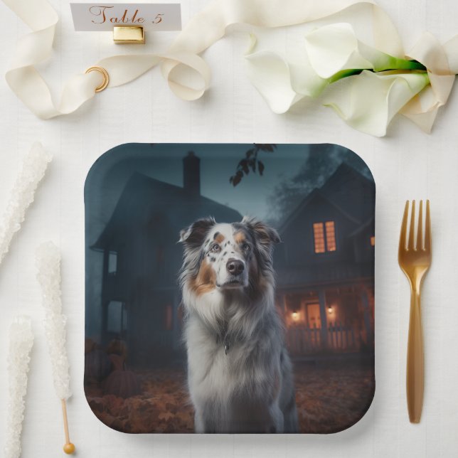 Assiettes En Carton Halloween, berger australien (Mariage)