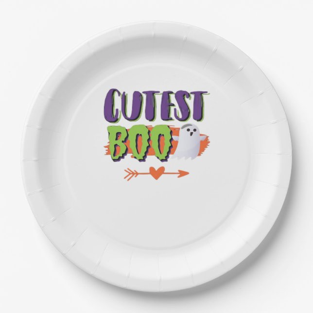 Assiettes En Carton Halloween Boo Cutest Funny Décontracté (Devant)