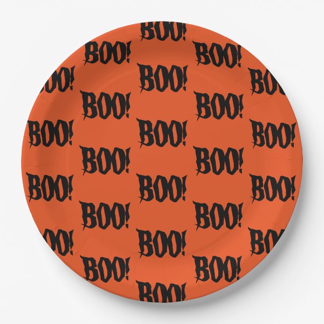 Assiettes En Carton Halloween BOO ! Plaque papier (Devant)