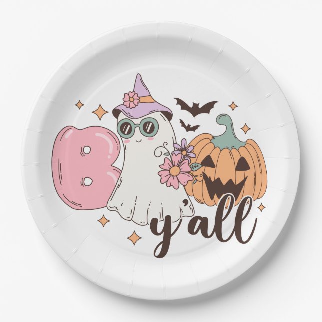 Assiettes En Carton Halloween Boo Y'All (Devant)