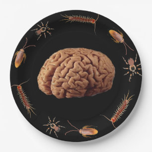 Assiettes En Carton Halloween Cerveaux Zombies Pour Le Dîner