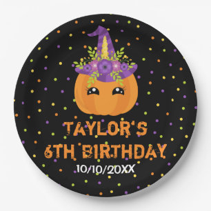 Assiettes En Carton Halloween Citrouille Anniversaire Papier noir et o