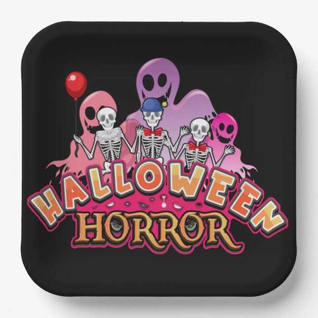 Assiettes En Carton Halloween Clowns effrayants Horreur (Recto)