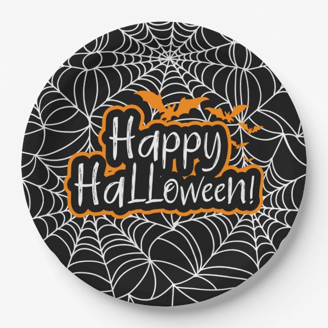 Assiettes En Carton Halloween Cobwebs (Devant)