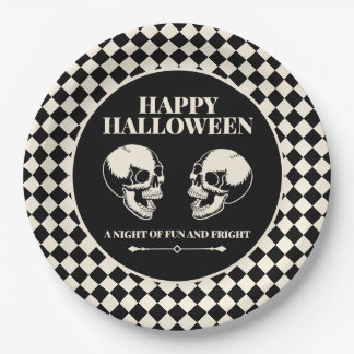 Assiettes En Carton Halloween Crânes Rieurs Amusement et Effroi