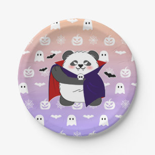 Assiettes En Carton Halloween Cute Baby Panda Dracula Vampire