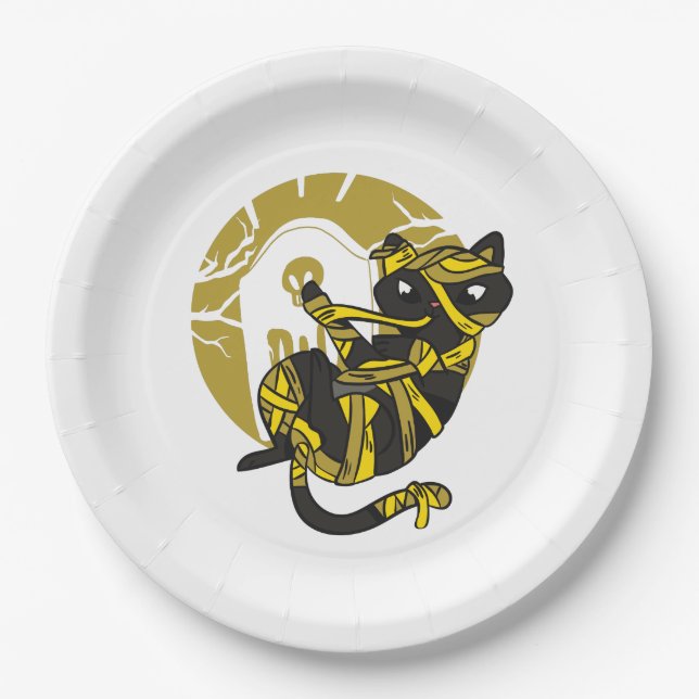 Assiettes En Carton Halloween de chat maman (Devant)