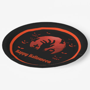 Assiettes En Carton Halloween de la lune de cimetière