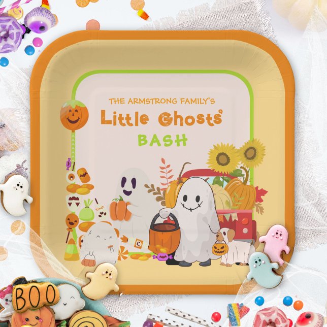 Assiettes En Carton Halloween des petits fantômes (Little Ghosts Kids' Halloween Paper Plates ©Susanne Sachers - Sunny Mind 👻)