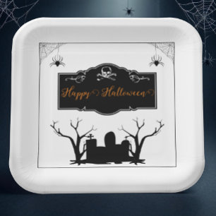 Assiettes En Carton Halloween du cimetière éffrayant