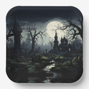 Assiettes En Carton Halloween du manoir de sorcières Ghosts