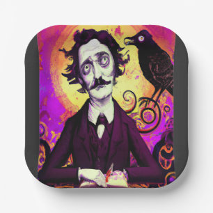 Assiettes En Carton Halloween, Edgar Allen Poe, Raven, Nevermore