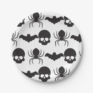 Assiettes En Carton Halloween Éffrayant déplaisant - Crâne, araignée e
