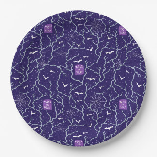 Assiettes En Carton Halloween éffrayant en violet