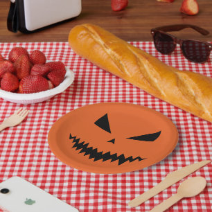 Assiettes En Carton Halloween effrayant Jack OLantern noir visage oran