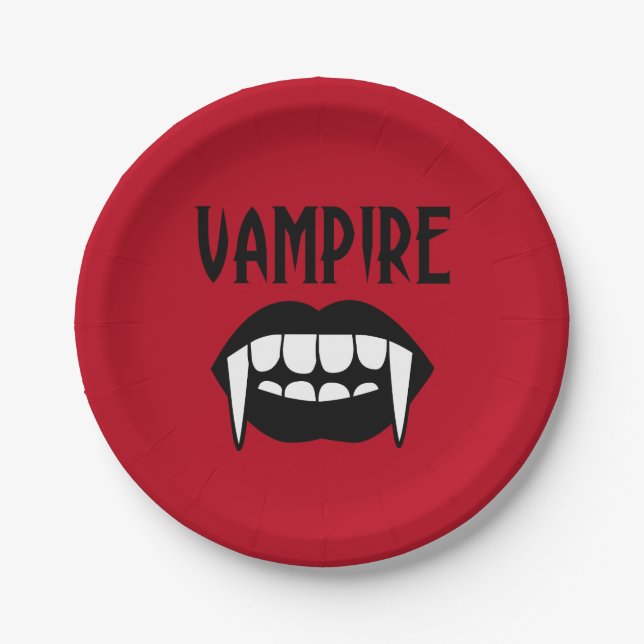 Assiettes En Carton Halloween éffrayant Red Vampire (Devant)