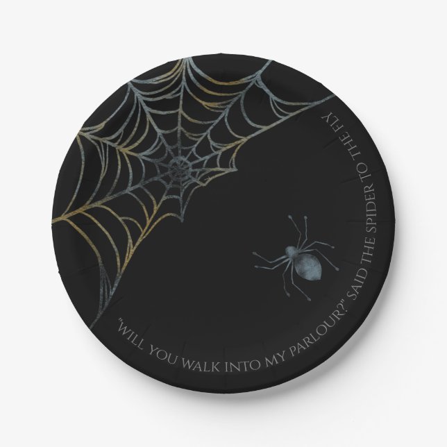Assiettes En Carton Halloween éffrayant sur le thème de l'araignée (Devant)