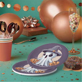 Assiettes En Carton Halloween : Fantôme aux citrouilles.