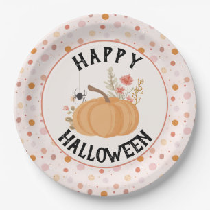 Assiettes En Carton Halloween floral rose mou