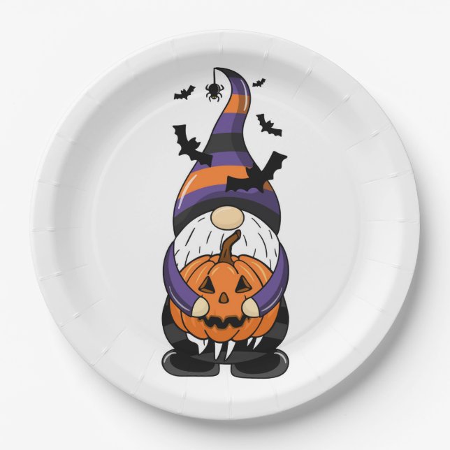 Assiettes En Carton Halloween Gnome (Devant)