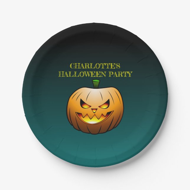 Assiettes En Carton Halloween Jack o'lantern (Devant)