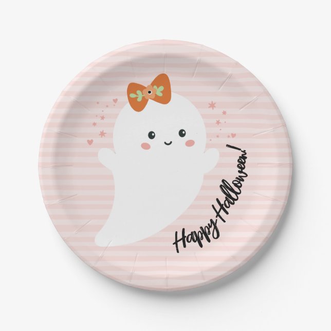 Assiettes En Carton Halloween Kawaii Ghost (Devant)