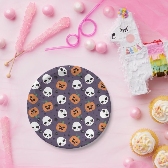 Assiettes En Carton Halloween Kawaii Pattern (Fête)