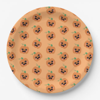 Assiettes En Carton Halloween Kawaii Pumpkins Pattern