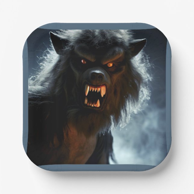 Assiettes En Carton Halloween - Loup-garou 1 (Recto)