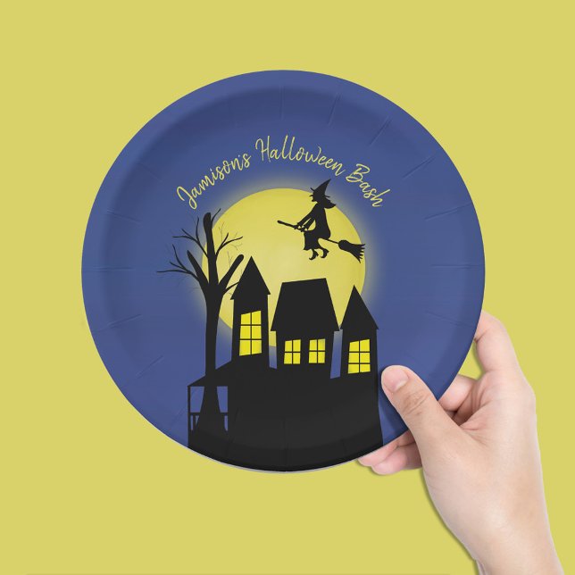 Assiettes En Carton Halloween Maison éffrayante Hantée Personnalisée (halloween haunted house paper plate.)