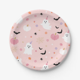 Assiettes En Carton Halloween mignon Dusty rose fantôme