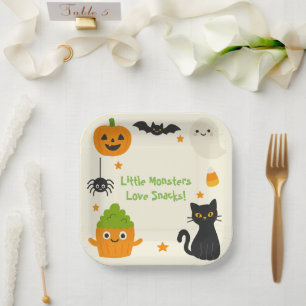Assiettes En Carton Halloween modifiable - Little Monster Bash -