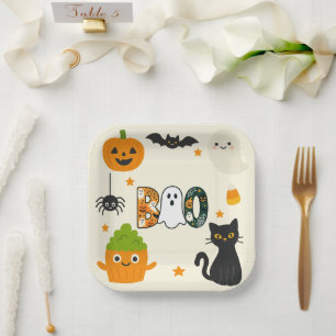 Assiettes En Carton Halloween modifiable - Little Monster Bash -