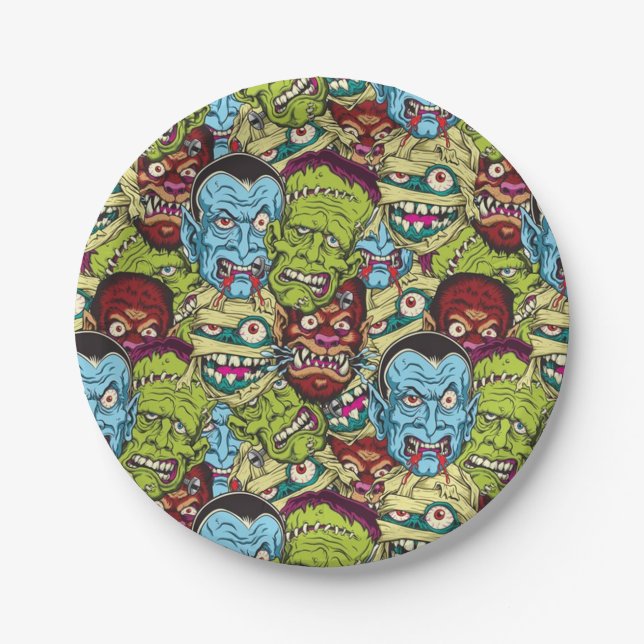 Assiettes En Carton Halloween Monster Mash (Devant)
