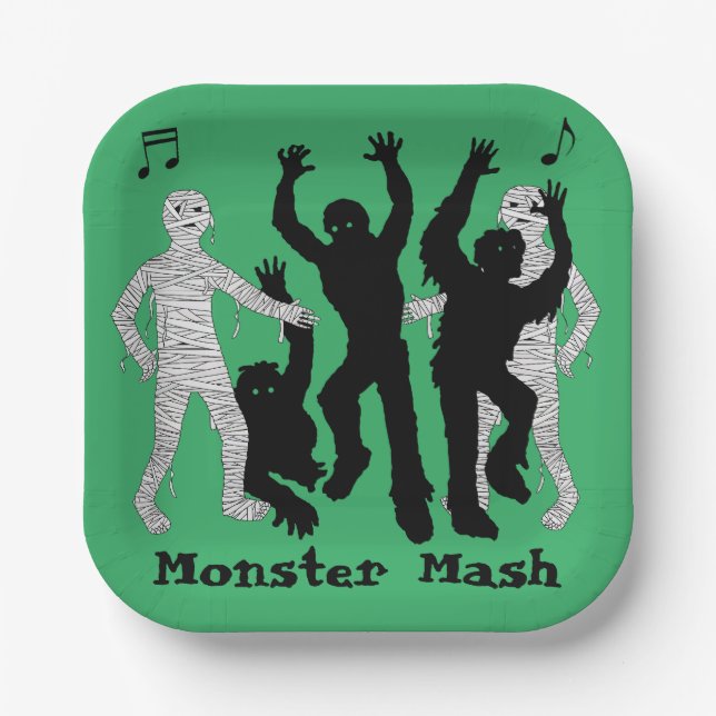 Assiettes En Carton Halloween Monster Mash Dance Party (Recto)