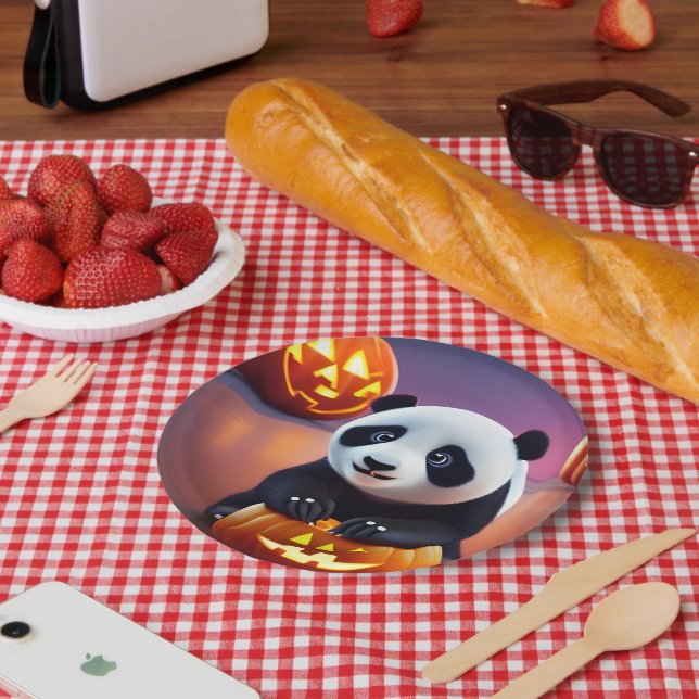 Assiettes En Carton halloween panda (Pique-nique)