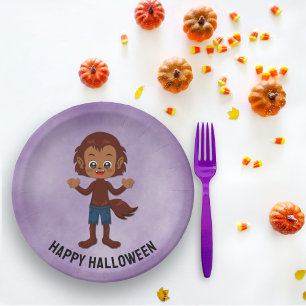 Assiettes En Carton Halloween Party for Kids Werewolf Plaque en papier