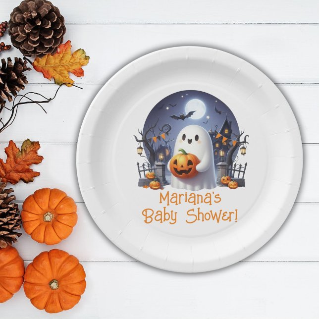 Assiettes En Carton Halloween Petit Boo Ghost Baby shower (Créateur téléchargé)