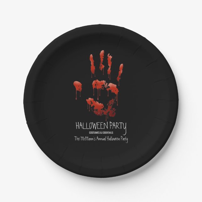 Assiettes En Carton Halloween sanglante (Devant)